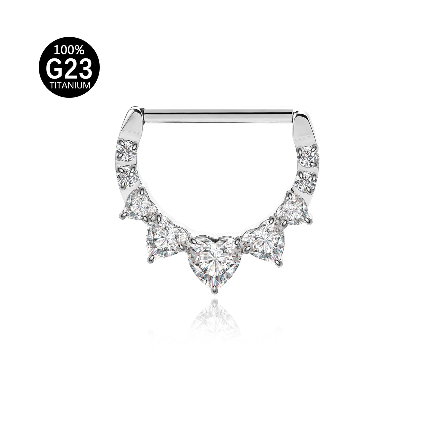 Piercing de Titânio G23 com Zircônias – Design Curvo Moderno e Minimalista