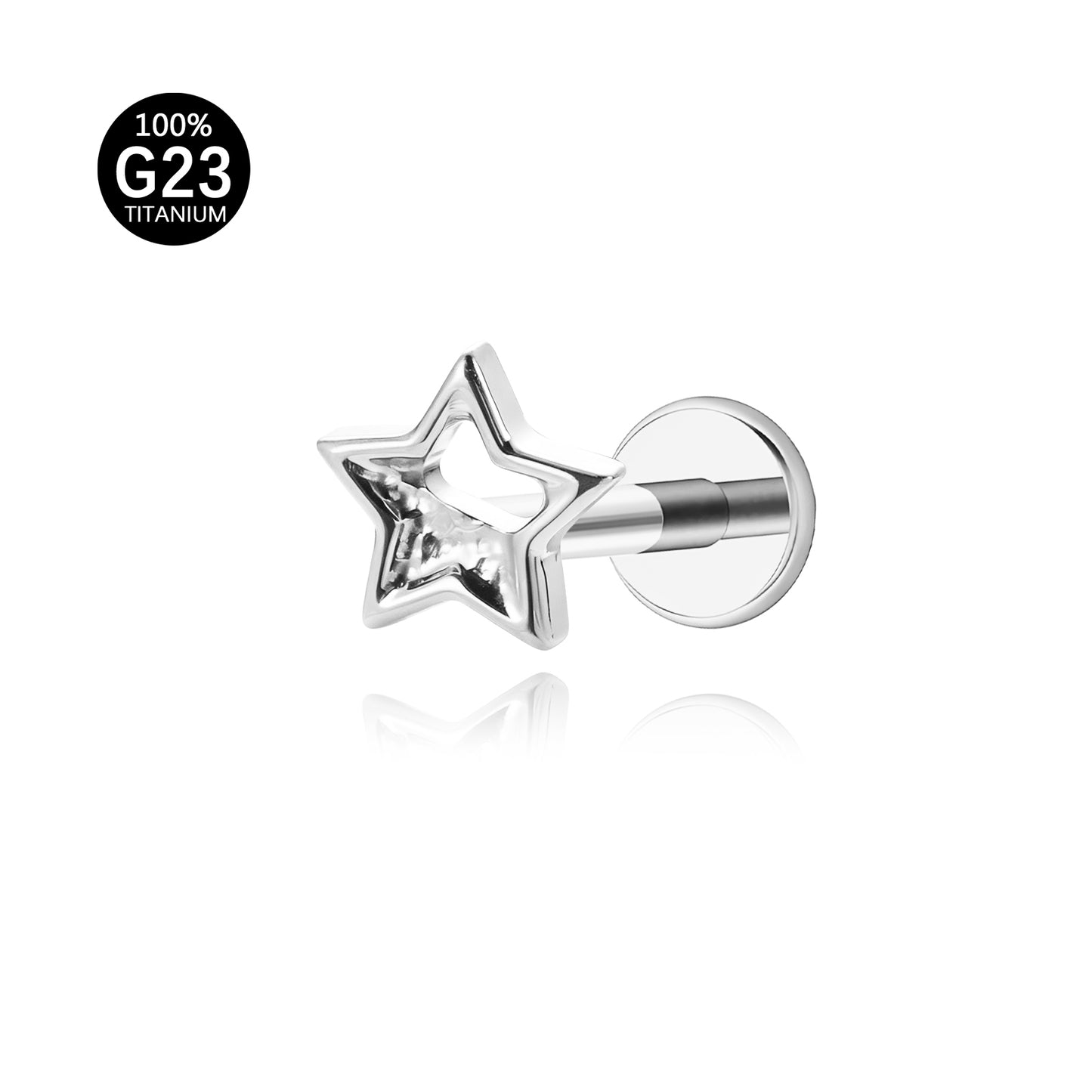 Piercing Labial em Titânio G23 em Formato de Estrela