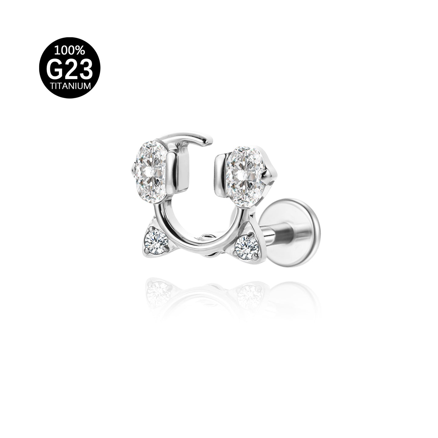 Piercing Labret Titânio G23 com Zircônia Brilhante