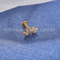Piercing Labret Aço Cirúrgico 5 Pétalas Zircônia