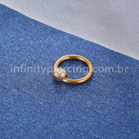 Piercing Argola Titânio Segmento Articulado Uma Zircônia Redonda
