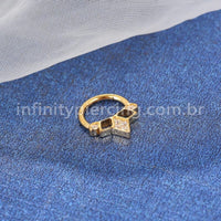 Piercing Argola Aço Cirúrgico Segmento Articulado Detalhada Vazada Zircônia Cravejada