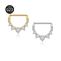Piercing de Titânio G23 com Zircônias – Design Curvo Moderno e Minimalista