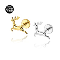 Piercing Labial em Titânio G23 com Design de Cervo Minimalista