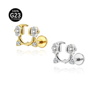 Piercing Labret Titânio G23 com Zircônia Brilhante