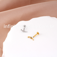 Piercing Labret Aço Cirúrgico Golfinho Zircônia
