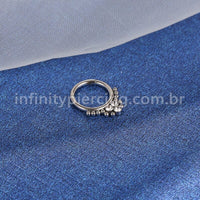 Piercing Argola Aço Cirúrgico Segmento Articulado 3 Pedras Zircônia