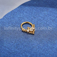 Piercing Argola Aço Cirúrgico Segmento Articulado 3 Pedras Zircônia