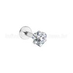 Piercing Labret Aço Cirúrgico Zircônia Coração
