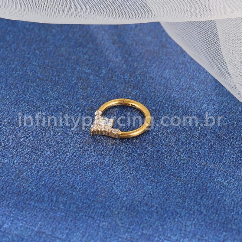 Piercing Argola Titânio Segmento Articulado Zircônia Cravejada