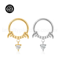 Piercing Argola Titânio Segmento Articulado Presas Com Pingente De Coração