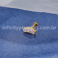 Piercing Labret Aço Cirúrgico 5 Pedras Zircônia Cravejada