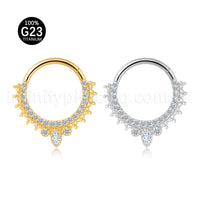 Piercing Argola Titânio Segmento Articulado Indiano Com Zircônia Cravejada