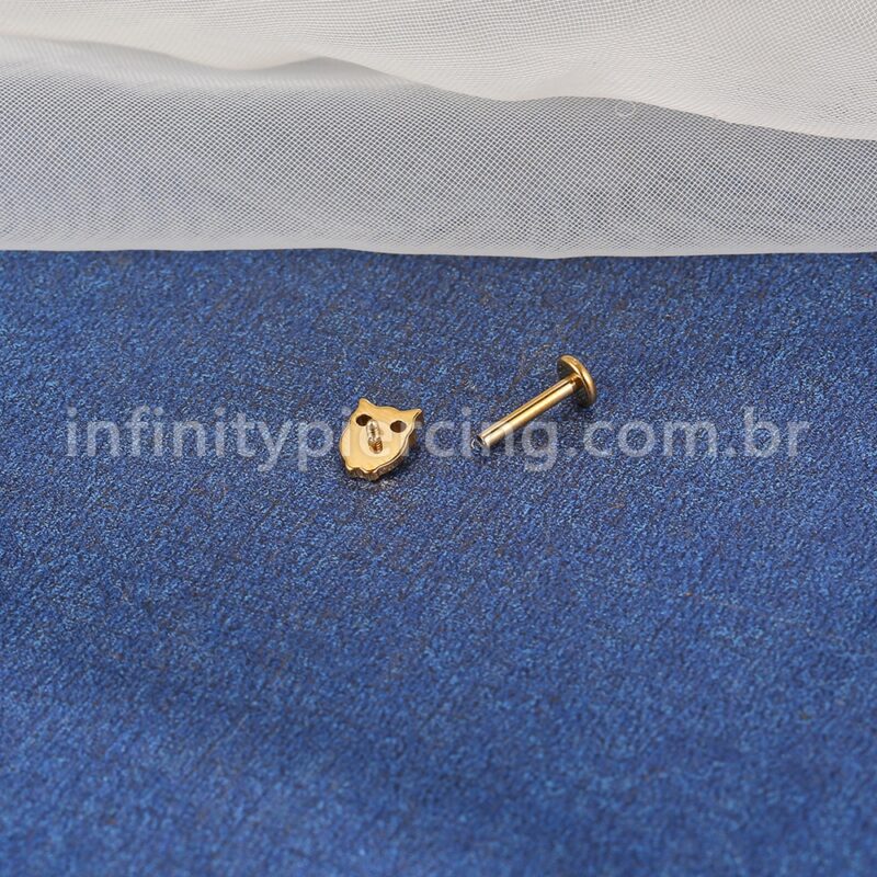 Piercing Labret Aço Cirúrgico Coruja Zircônia