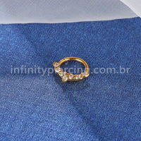 Piercing Argola Titânio Segemento Articulado Detalhes Zircônia
