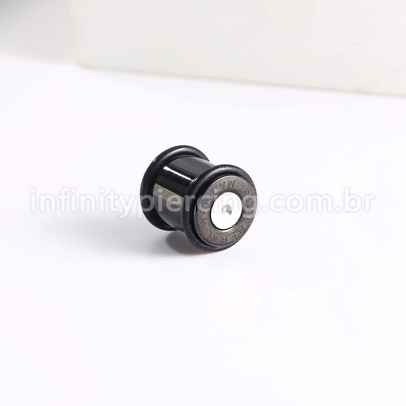Alargador Aço Cirúrgico Black Plug Com Borracha