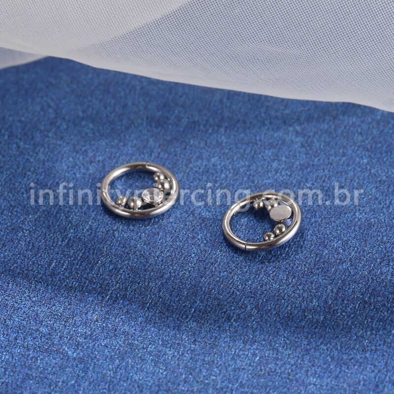 Piercing Argola Titânio Segmento Articulado Zircônia