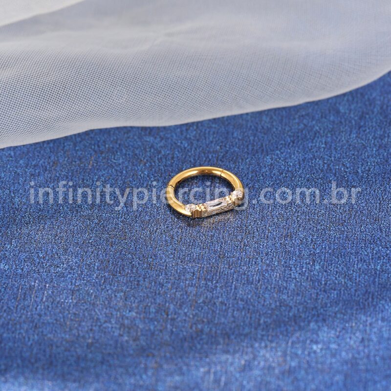 Piercing Argola Titânio Detalhes Zircônia Cravejada