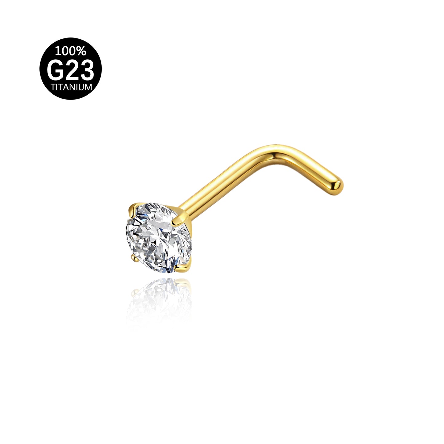 Piercing Nostril Curvo Titânio Zircônia Redonda 10153