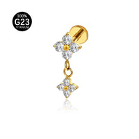 Piercing Labret Titânio Flor Zircônia Cravejada 1.2X8 10217