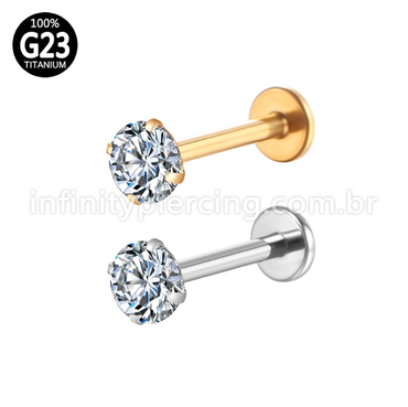 PIERCING LABRET TITÂNIO PVD ZIRCÔNIA REDONDA
