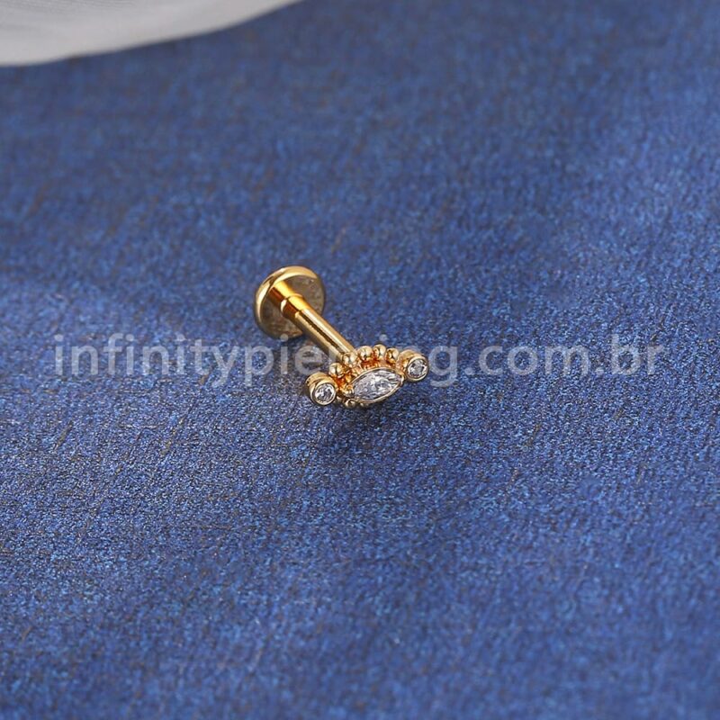 Piercing Labret Aço Cirúrgico Indiano  Zircônia Cravada