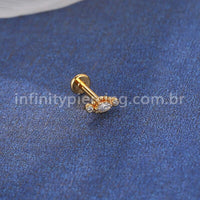 Piercing Labret Aço Cirúrgico Indiano  Zircônia Cravada