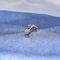 Piercing Labret Aço Cirúrgico 7 Zircônias