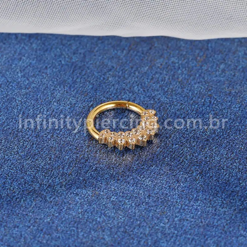 Piercing Argola Aço Cirúrgico Segmento Articulado Detalhada Zircônia Cravejada