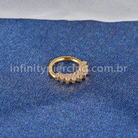 Piercing Argola Aço Cirúrgico Segmento Articulado Detalhada Zircônia Cravejada