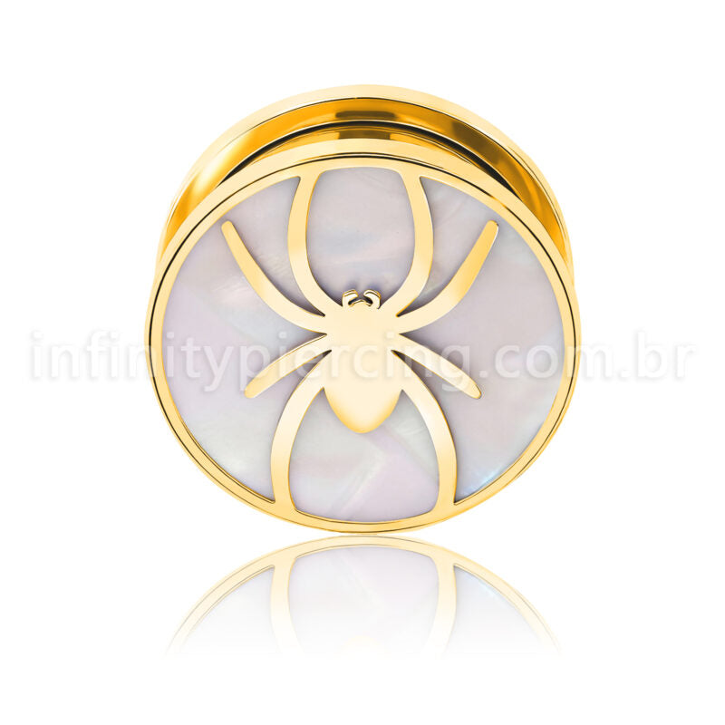 Alargador Aço Cirúrgico Com Madre Perola / Aranha