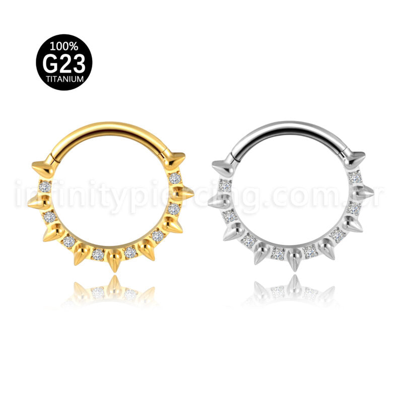 Piercing Argola Titânio Detalhe Zircônia e Spike