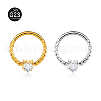 Piercing Argola Titânio Detalhada Com Zircônia Cravejada