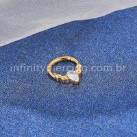 Piercing Argola Titânio Segmento Articulado Detalhada Zircônia Gota