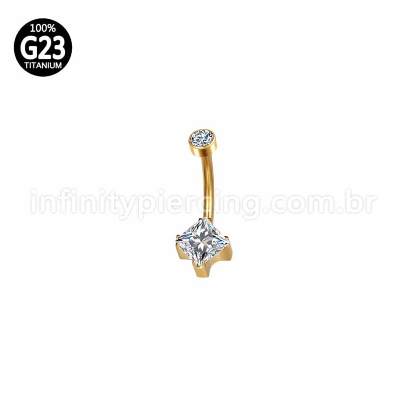 Piercing Banana Titânio Zircônia Quadrada