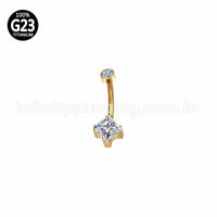Piercing Banana Titânio Zircônia Quadrada