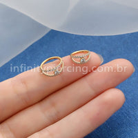 Piercing Argola Segmentada Aço Cirurgico 2 Fileiras Zircônia