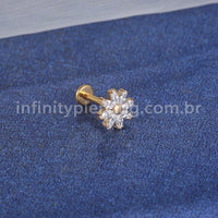 Piercing Labret Aço Cirúrgico Flor Zircônia