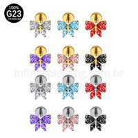 Piercing Labret Titânio Laço Zircônia Cravejada