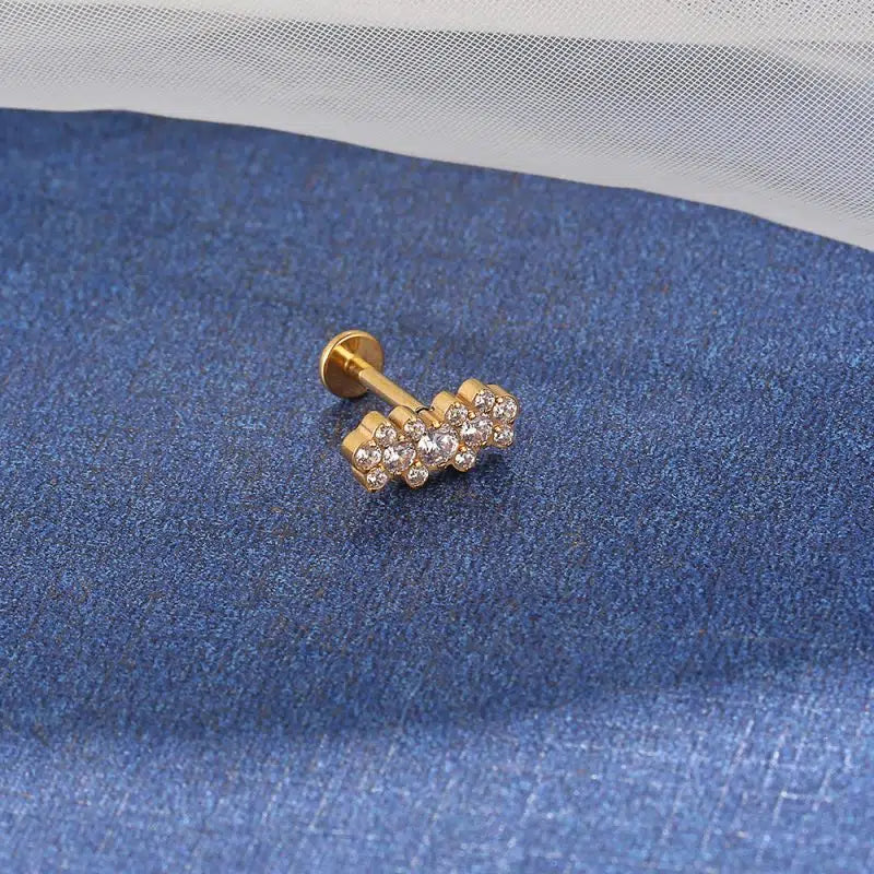 Piercing Labret Aço Cirúrgico Zircônia Cravejada Flor