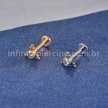 Piercing Labret Aço Cirúrgico Indiano Zircônia