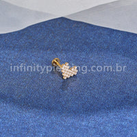 Piercing Labret Aço Cirúrgico Coração Lego Zircônia Cravejada