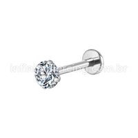 Piercing Labret Aço Cirúrgico Zircônia Redonda