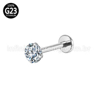 PIERCING LABRET TITÂNIO PVD ZIRCÔNIA REDONDA