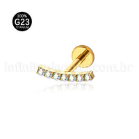 Piercing Labret Titânio Barra Curva Zircônia