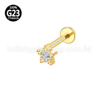 Piercing Labret Titânio Estrela 1 Pedra Zircônia