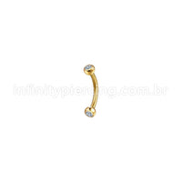 Piercing Barbell Curvo Aço Cirúrgico Zircônia Cravada