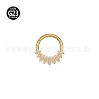 Piercing Argola Titânio Segmento Articulado Zircônias Cravejadas