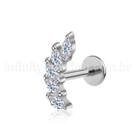 Piercing Labret Aço Cirúgico Cluster 6 Zircônias