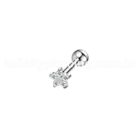 Piercing Barbell Aço Cirúrgico Flor Zircônia